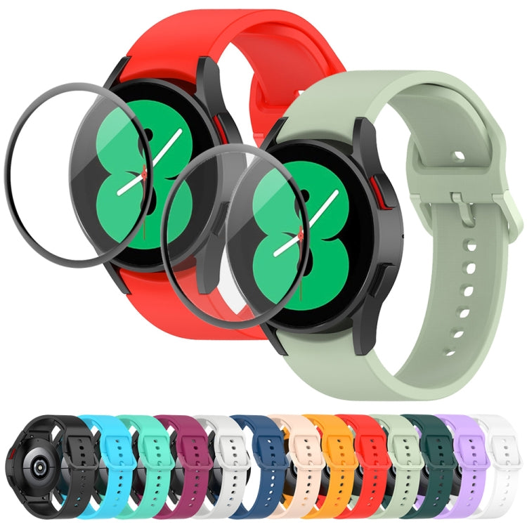 For Samsung Galaxy Watch5 40mm JUNSUNMAY Silicone Adjustable Strap + Full Coverage PMMA Screen Protector Kit(Light Green) - Watch Bands by JUNSUNMAY | Online Shopping UK | buy2fix