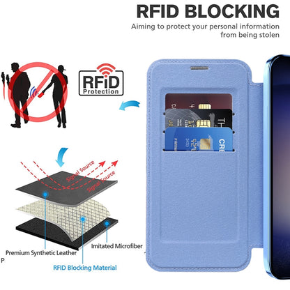 For Samsung Galaxy S25 5G Shield MagSafe RFID Anti-theft Rhombus Leather Phone Case(Blue) - Galaxy S25 5G Cases by buy2fix | Online Shopping UK | buy2fix