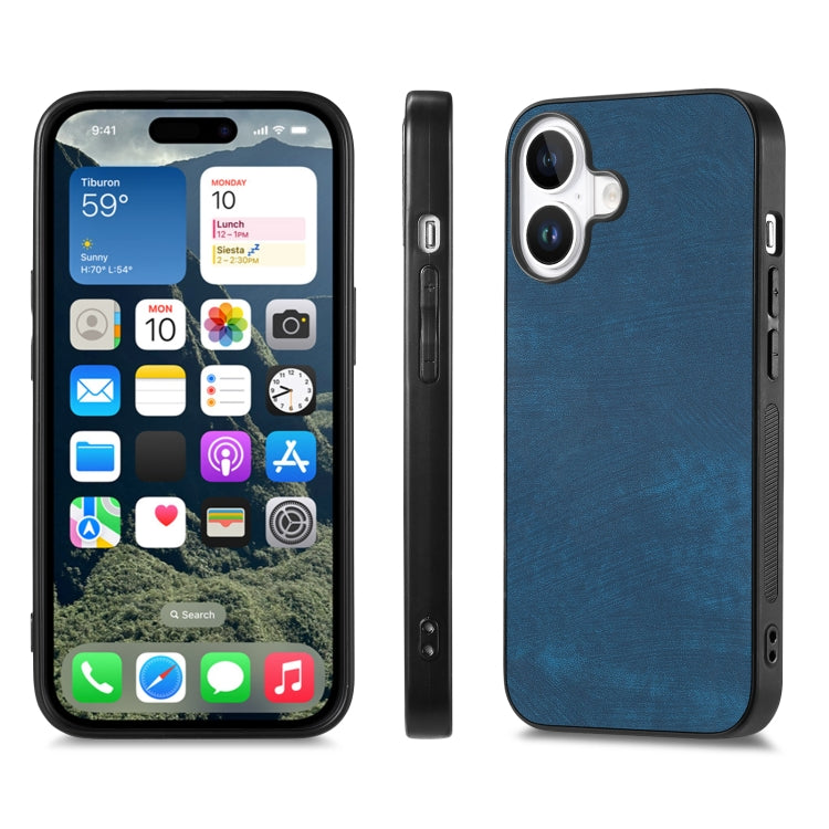 For iPhone 16 Vintage Leather PC Back Cover Phone Case(Blue) - iPhone 16 Cases by buy2fix | Online Shopping UK | buy2fix