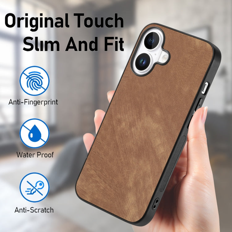 For iPhone 16 Vintage Leather PC Back Cover Phone Case(Brown) - iPhone 16 Cases by buy2fix | Online Shopping UK | buy2fix