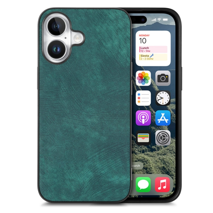 For iPhone 16 Plus Vintage Leather PC Back Cover Phone Case(Green) - iPhone 16 Plus Cases by buy2fix | Online Shopping UK | buy2fix