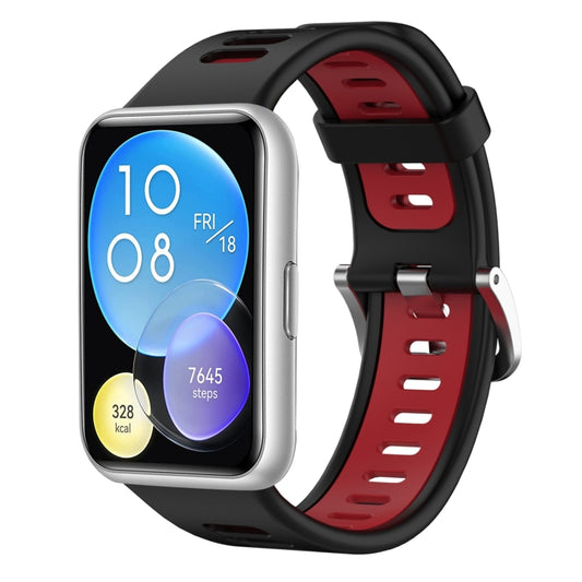 For Huawei Watch Fit Two-Color Silicone Watch Band(Black+Red) - Watch Bands by buy2fix | Online Shopping UK | buy2fix