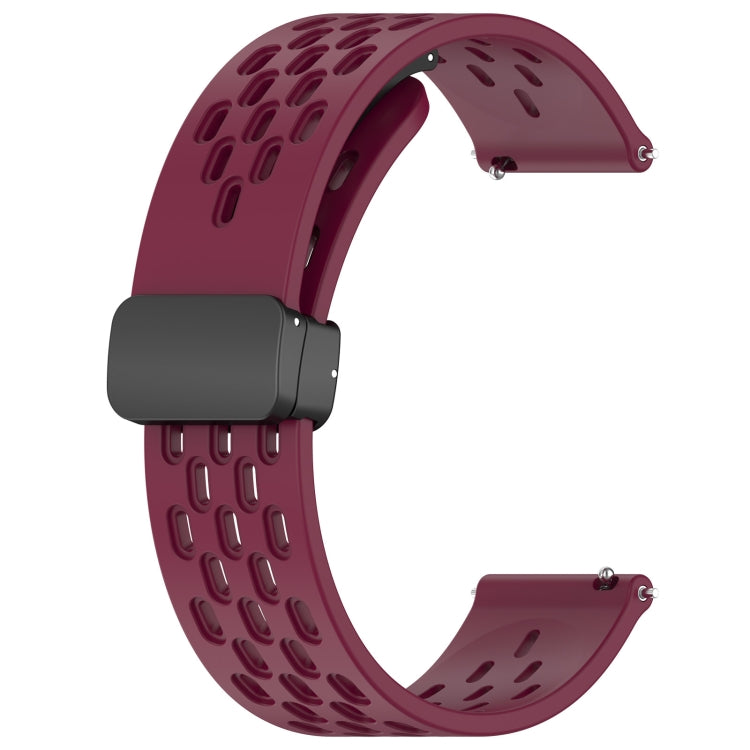 For Huawei Watch 3 22mm Folding Magnetic Clasp Silicone Watch Band(Wine Red) - Watch Bands by buy2fix | Online Shopping UK | buy2fix