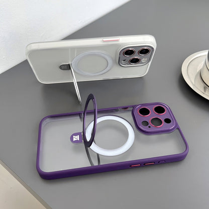 For iPhone 14 Pro Yashi MagSafe Magnetic Holder Phone Case(Purple) - iPhone 14 Pro Cases by buy2fix | Online Shopping UK | buy2fix