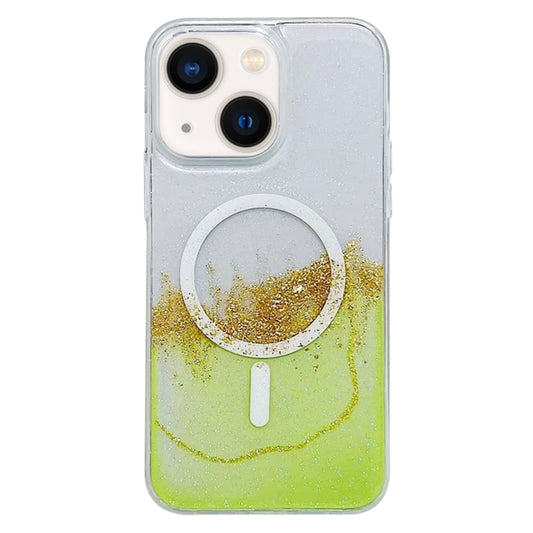 For iPhone 14 Plus MagSafe Gilding Hybrid Clear TPU Phone Case(Green) - iPhone 14 Plus Cases by buy2fix | Online Shopping UK | buy2fix