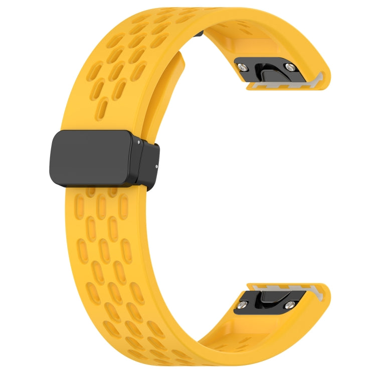 For Garmin Fenix 7S Pro 42mm 20mm Folding Buckle Hole Silicone Watch Band(Yellow) - Watch Bands by buy2fix | Online Shopping UK | buy2fix