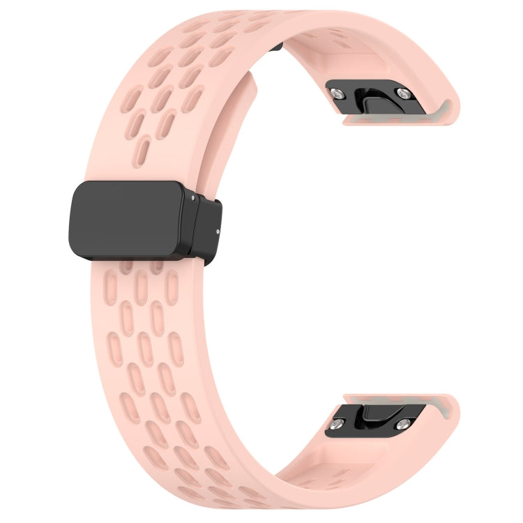 For Garmin Fenix 6S Pro 20mm Folding Buckle Hole Silicone Watch Band(Pink) - Watch Bands by buy2fix | Online Shopping UK | buy2fix