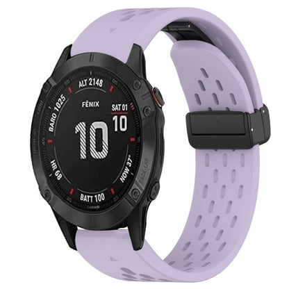 For Garmin Fenix 6S Pro 20mm Folding Buckle Hole Silicone Watch Band(Purple) - Watch Bands by buy2fix | Online Shopping UK | buy2fix