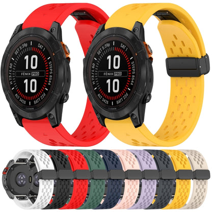 For Garmin Fenix 7S Solar 20mm Folding Buckle Hole Silicone Watch Band(Red) - Watch Bands by buy2fix | Online Shopping UK | buy2fix