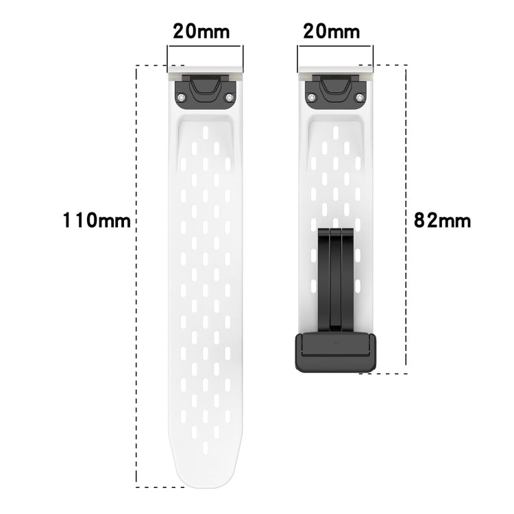 For Garmin Fenix 5S Plus 20mm Folding Buckle Hole Silicone Watch Band(White) - Watch Bands by buy2fix | Online Shopping UK | buy2fix