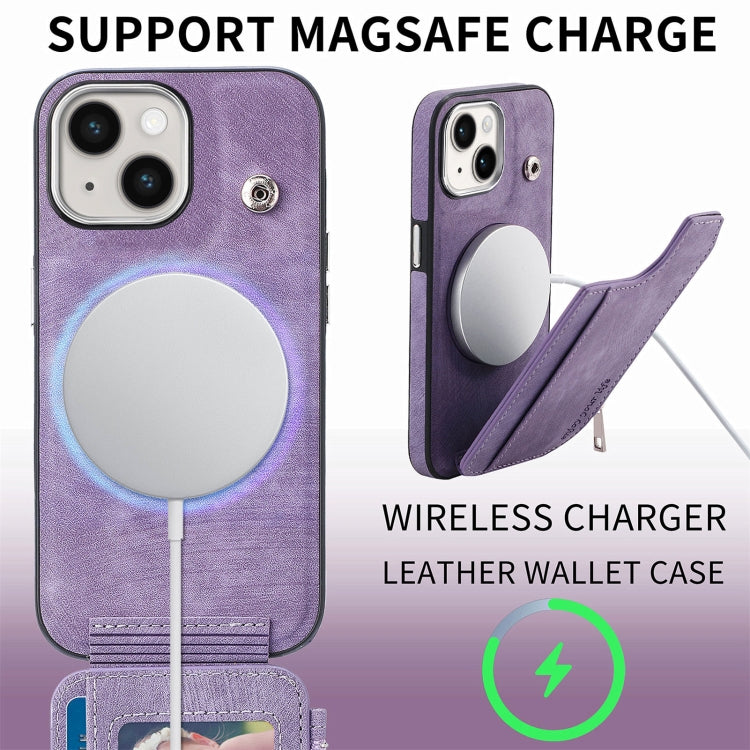 For iPhone 15 Magsafe Zipper RFID Wallet All-inclusive Shockrpoof Phone Case(Purple) - iPhone 15 Cases by buy2fix | Online Shopping UK | buy2fix