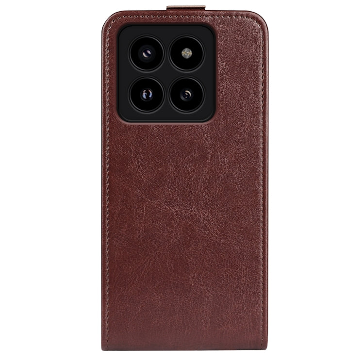 For Xiaomi 14 R64 Texture Single Vertical Flip Leather Phone Case(Brown) - 14 Cases by buy2fix | Online Shopping UK | buy2fix