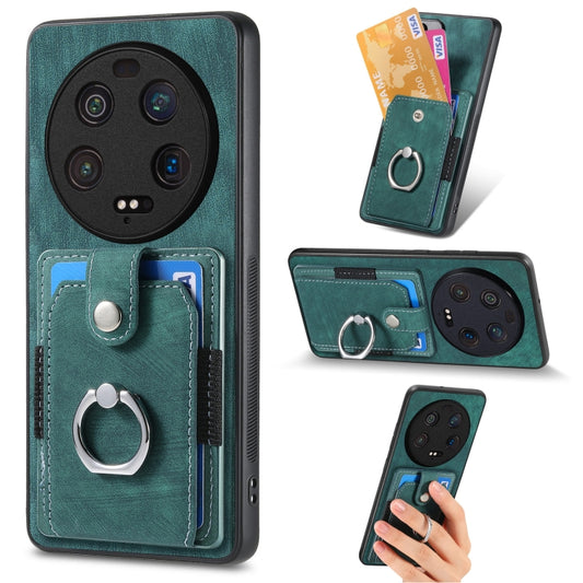 For Xiaomi 13 Ultra Retro Skin-feel Ring Card Wallet Phone Case(Green) - 13 Ultra Cases by buy2fix | Online Shopping UK | buy2fix