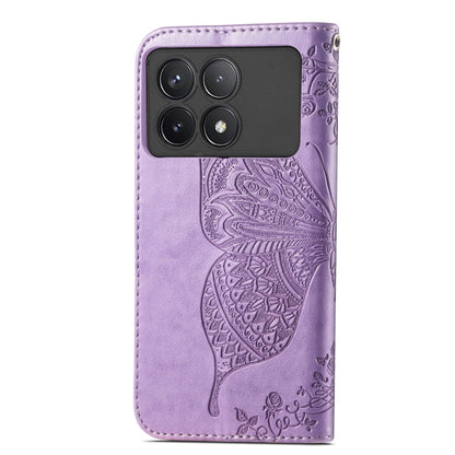 For Xiaomi Redmi K70 Butterfly Love Flower Embossed Leather Phone Case(Purple) - K70 Cases by buy2fix | Online Shopping UK | buy2fix