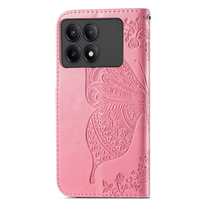 For Xiaomi Redmi K70E Butterfly Love Flower Embossed Leather Phone Case(Pink) - K70E Cases by buy2fix | Online Shopping UK | buy2fix