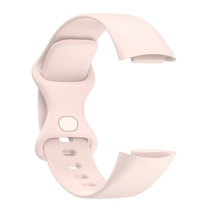 For Fitbit Charge 6 Solid Color Butterfly Buckle Silicone Watch Band, Size:L Size(Light Pink) - Watch Bands by buy2fix | Online Shopping UK | buy2fix