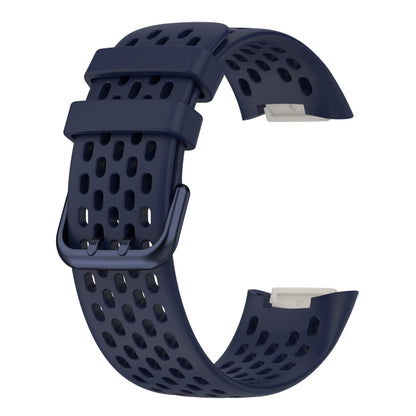 For Fitbit Charge 6 Solid Color Breathable Sports Silicone Watch Band(Dark Blue) - Watch Bands by buy2fix | Online Shopping UK | buy2fix