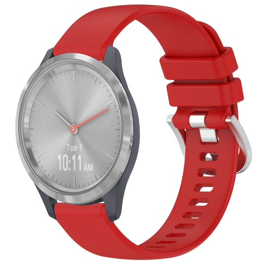 For Garmin Vivomove 3S Liquid Glossy Silver Buckle Silicone Watch Band(Red) - Watch Bands by buy2fix | Online Shopping UK | buy2fix