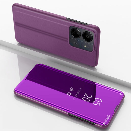 For Xiaomi Redmi 13C Plated Mirror Horizontal Flip Leather Phone Case with Holder(Purple) - 13C Cases by buy2fix | Online Shopping UK | buy2fix