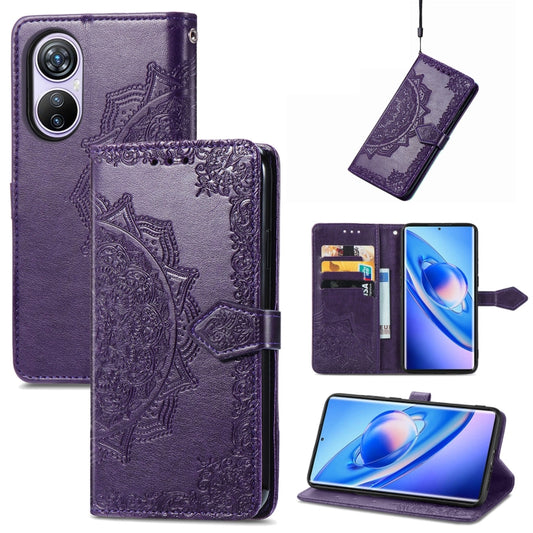 For Blackview A200 Pro Mandala Flower Embossed Leather Phone Case(Purple) - More Brand by buy2fix | Online Shopping UK | buy2fix