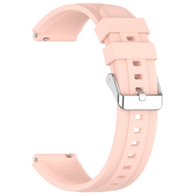 For Huawei Watch GT4 46mm Official Steps Style Silver Buckle Silicone Watch Band(Pink) - Watch Bands by buy2fix | Online Shopping UK | buy2fix