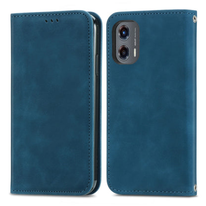 For Motorola Moto G Stylus 5G 2024 Retro Skin Feel Magnetic Flip Leather Phone Case(Blue) - Motorola Cases by buy2fix | Online Shopping UK | buy2fix