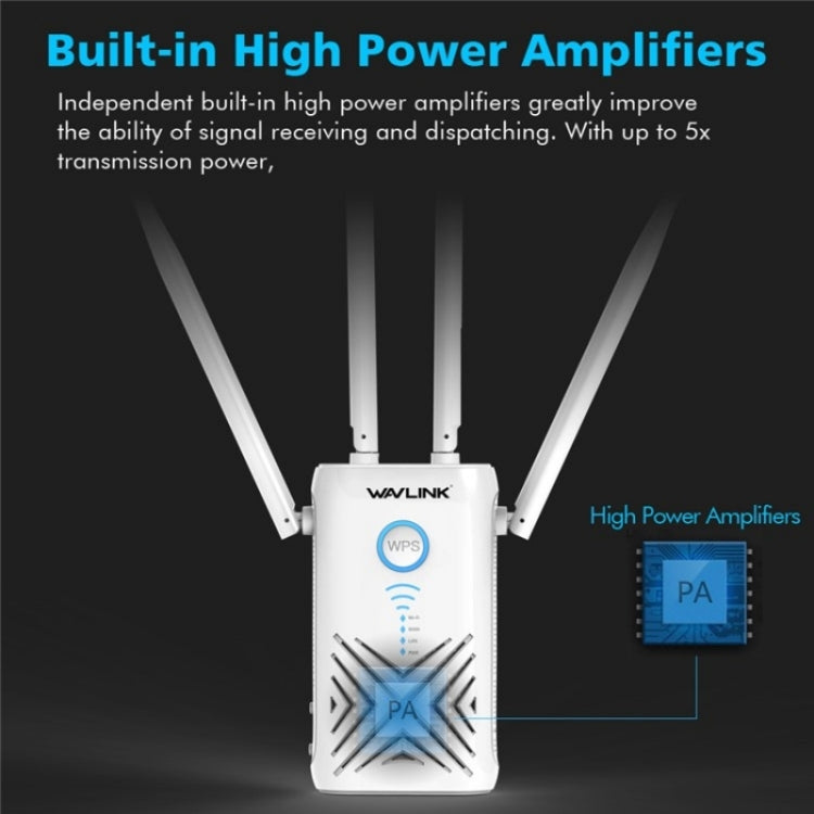 WAVLINK WN579X3 With 5dBi Antennas AC1200 Wireless Router 2.4G / 5G Dual Band WiFi Repeater, Plug:UK Plug - Wireless Routers by WAVLINK | Online Shopping UK | buy2fix