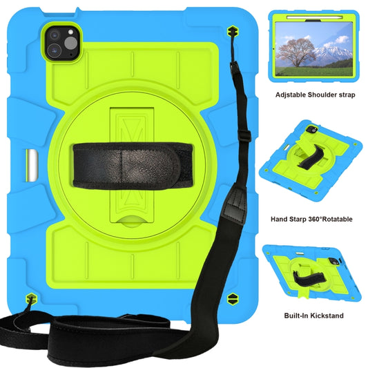 For iPad Air 11 2024 Silicone Hybrid PC Shockproof Tablet Case with Shoulder Strap(Bluish-Green) - iPad Air 11 2024 Cases by buy2fix | Online Shopping UK | buy2fix