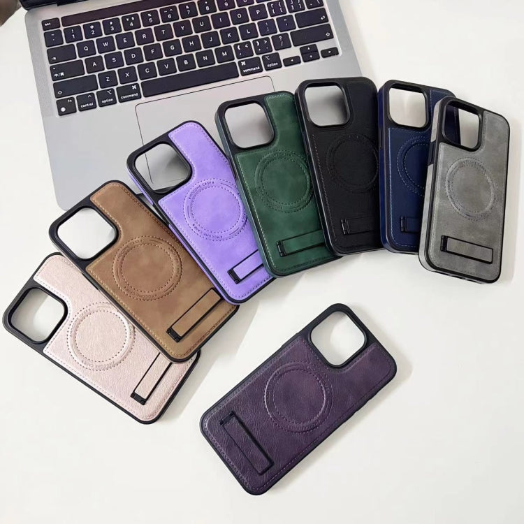 For iPhone 11 Pro Max Multi-function Holder MagSafe PU Phone Case(Mulberry) - iPhone 11 Pro Max Cases by buy2fix | Online Shopping UK | buy2fix