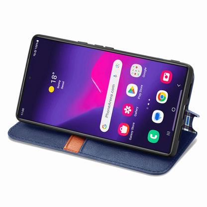 For Samsung Galaxy S25 Ultra 5G Cubic Grid Pressed Magnetic Leather Phone Case(Blue) - Galaxy S25 Ultra 5G Cases by buy2fix | Online Shopping UK | buy2fix