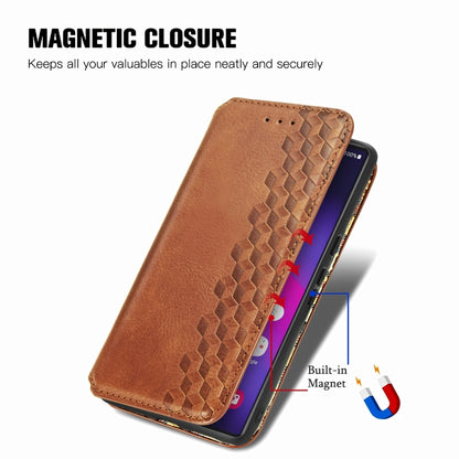 For Samsung Galaxy S25 Ultra 5G Cubic Grid Pressed Magnetic Leather Phone Case(Brown) - Galaxy S25 Ultra 5G Cases by buy2fix | Online Shopping UK | buy2fix