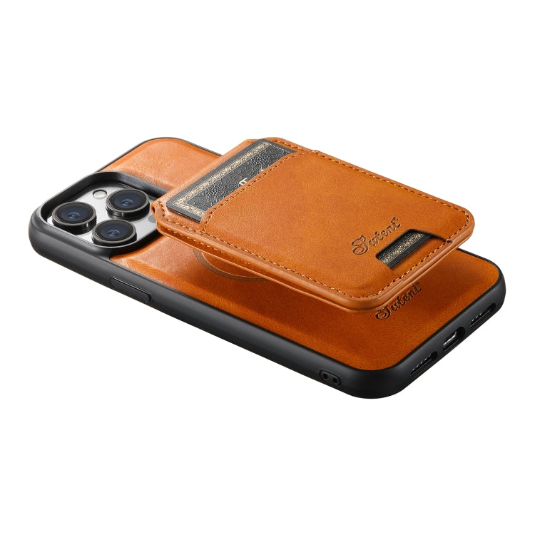 For iPhone 14 Pro Suteni H15 MagSafe Oil Eax Leather Detachable Wallet Back Phone Case(Khaki) - iPhone 14 Pro Cases by Suteni | Online Shopping UK | buy2fix