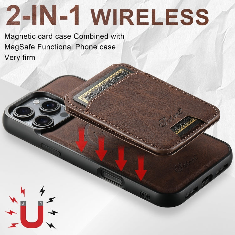 For iPhone 16 Pro Max Suteni H16 Litchi Texture Leather Detachable Wallet Back Phone Case(Brown) - iPhone 16 Pro Max Cases by Suteni | Online Shopping UK | buy2fix