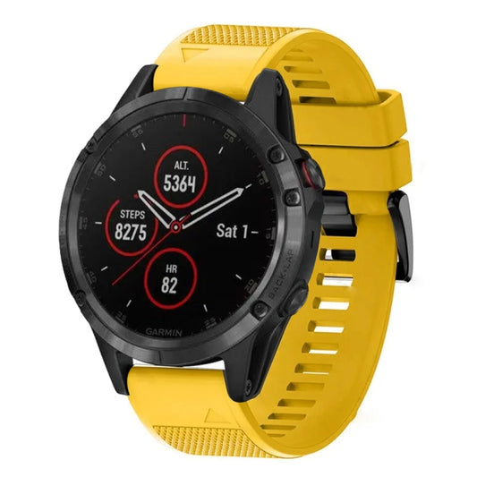 For Garmin Fenix 5 Plus 22mm Quick Release Silicone Watch Band(Yellow) - Watch Bands by buy2fix | Online Shopping UK | buy2fix