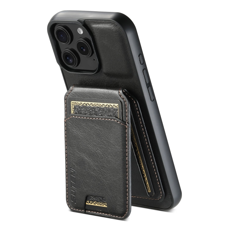 For iPhone 16 Pro Max Suteni H02 Leather Wallet Stand Back Phone Case(Black) - iPhone 16 Pro Max Cases by Suteni | Online Shopping UK | buy2fix