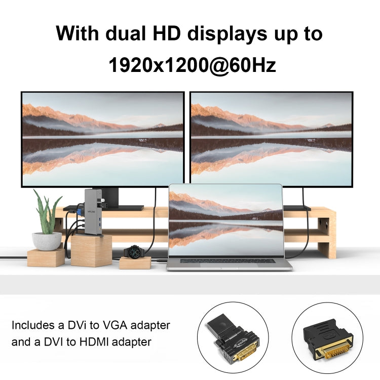 WAVLINK WL-UG39DK7 USB3.0 Hub Adapter Multi-Screen Graphics Card Universal Docking Station, Plug:EU Plug - USB HUB by WAVLINK | Online Shopping UK | buy2fix