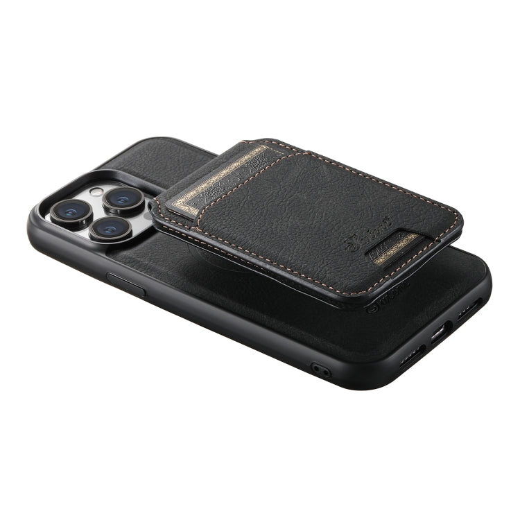 For iPhone 14 Plus Suteni H17 Litchi Texture Leather MagSafe Detachable Wallet Phone Case(Black) - iPhone 14 Plus Cases by Suteni | Online Shopping UK | buy2fix