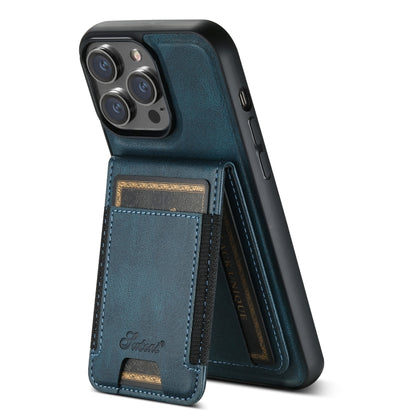 For iPhone 15 Pro Max Suteni H17 Oil Eax Leather MagSafe Detachable Wallet Phone Case(Blue) - iPhone 15 Pro Max Cases by Suteni | Online Shopping UK | buy2fix