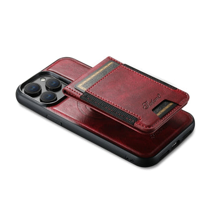 For iPhone 15 Pro Suteni H17 Oil Eax Leather MagSafe Detachable Wallet Phone Case(Red) - iPhone 15 Pro Cases by Suteni | Online Shopping UK | buy2fix