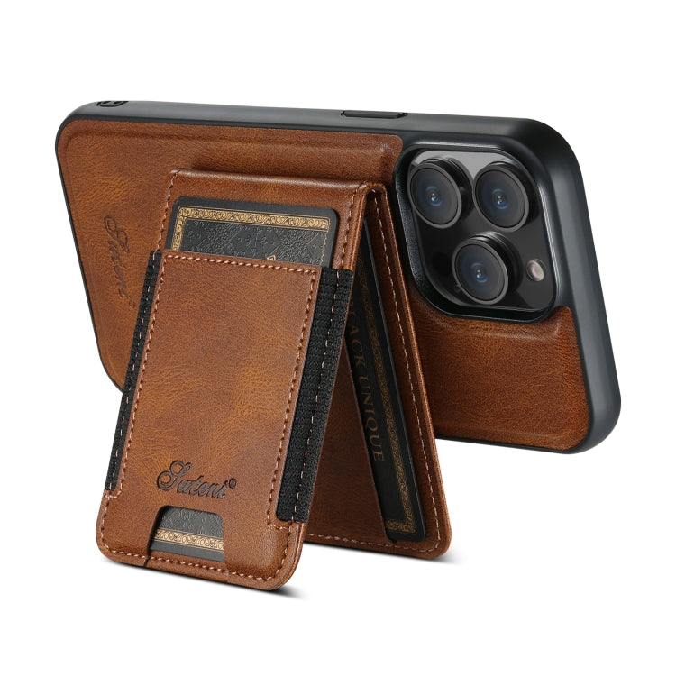 For iPhone 13 Pro Max Suteni H17 Oil Eax Leather MagSafe Detachable Wallet Phone Case(Brown) - iPhone 13 Pro Max Cases by Suteni | Online Shopping UK | buy2fix