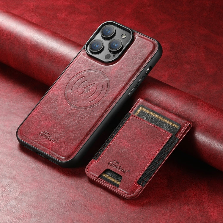 For iPhone 13 Pro Max Suteni H17 Oil Eax Leather MagSafe Detachable Wallet Phone Case(Red) - iPhone 13 Pro Max Cases by Suteni | Online Shopping UK | buy2fix