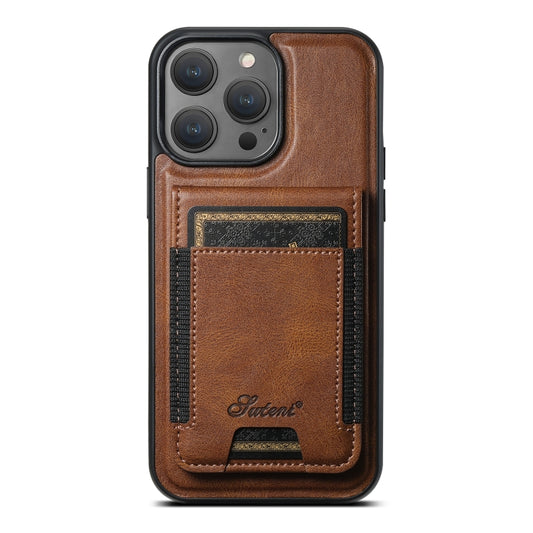 For iPhone 12 Pro Max Suteni H17 Oil Eax Leather MagSafe Detachable Wallet Phone Case(Brown) - iPhone 12 Pro Max Cases by Suteni | Online Shopping UK | buy2fix