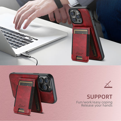 For iPhone 16 Suteni H17 Oil Eax Leather MagSafe Detachable Wallet Phone Case(Red) - iPhone 16 Cases by Suteni | Online Shopping UK | buy2fix