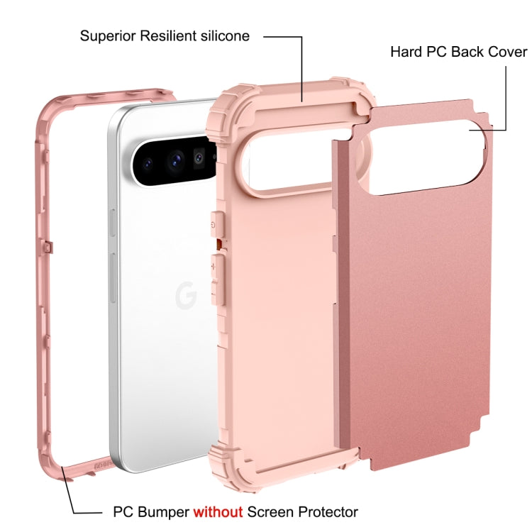 For Google Pixel 9 Pro XL 3 in 1 Silicone Hybrid PC Shockproof Phone Case(Rose Gold) - Google Cases by buy2fix | Online Shopping UK | buy2fix