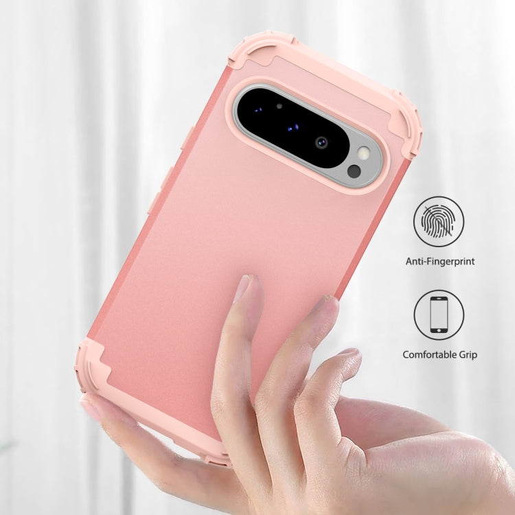 For Google Pixel 9 Pro 3 in 1 Silicone Hybrid PC Shockproof Phone Case(Rose Gold) - Google Cases by buy2fix | Online Shopping UK | buy2fix