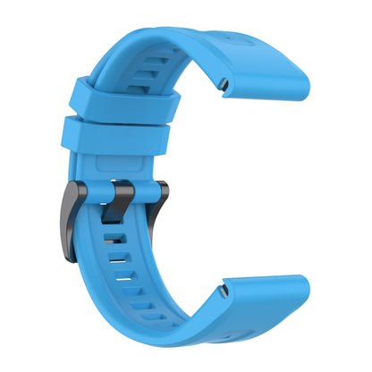 For Garmin Fenix 6 Pro GPS Solid Color Black Buckle Silicone Quick Release Watch Band(Sky Blue) - Watch Bands by buy2fix | Online Shopping UK | buy2fix