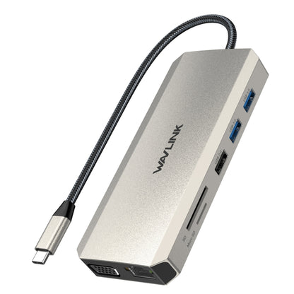 WAVLINK WL-UMD301 12 in 1 Multi-port Adapter 2*HDMI+1*VGA Triple Display USB-C Hub Dock - USB HUB by WAVLINK | Online Shopping UK | buy2fix