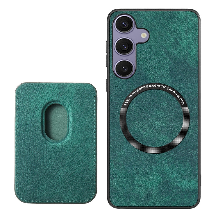 For Samsung Galaxy S25 5G Retro Leather Card Bag Magnetic Phone Case(Green) - Galaxy S25 5G Cases by buy2fix | Online Shopping UK | buy2fix