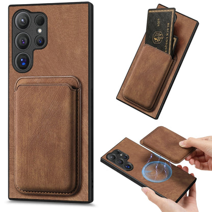 For Samsung Galaxy S25 Ultra 5G Retro Leather Card Bag Magnetic Phone Case(Brown) - Galaxy S25 Ultra 5G Cases by buy2fix | Online Shopping UK | buy2fix