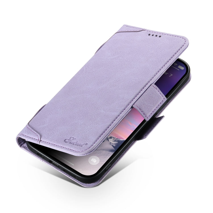 For iPhone 14 SUTENI J07 Multifunctional Horizontal Flip Magsafe Leather Phone Case(Purple) - iPhone 14 Cases by Suteni | Online Shopping UK | buy2fix